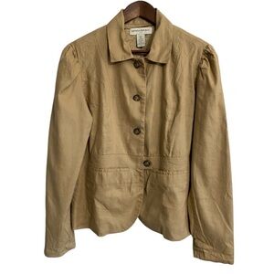 Banana Republic‎ jacket womens 14 beachy neutral linen blend babydoll empire y2k